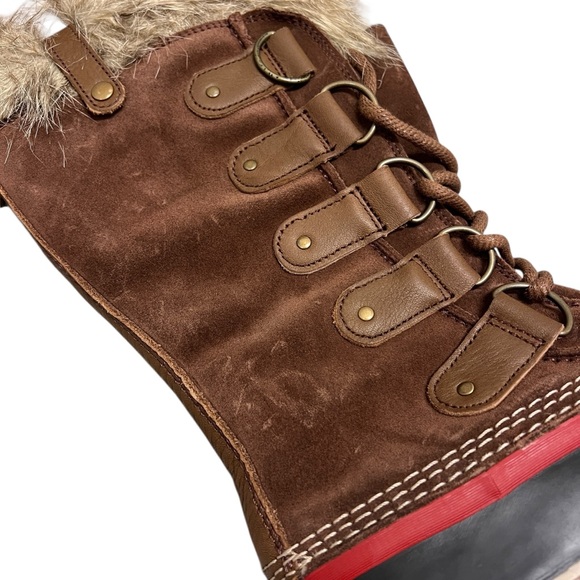 Sorel Brown and Black Winter Boots with Fur Trim - Picture 3 of 9